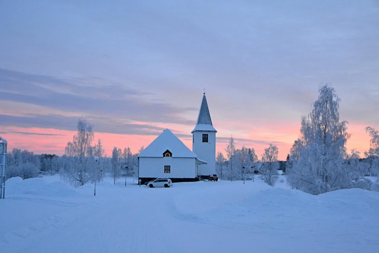 lappland sweden, kyrka, jul, vinterlandskap